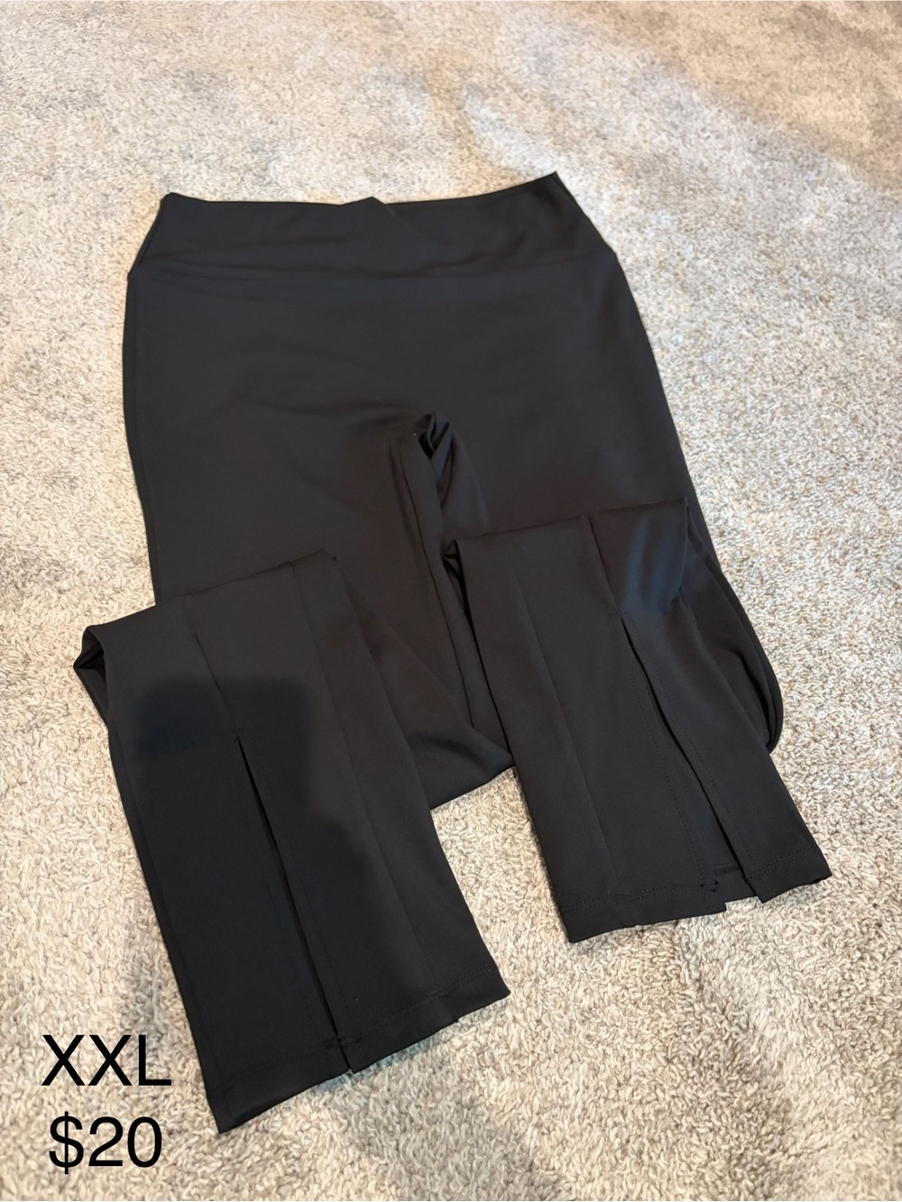 Black Split-Hem Women's Leggings - XXL